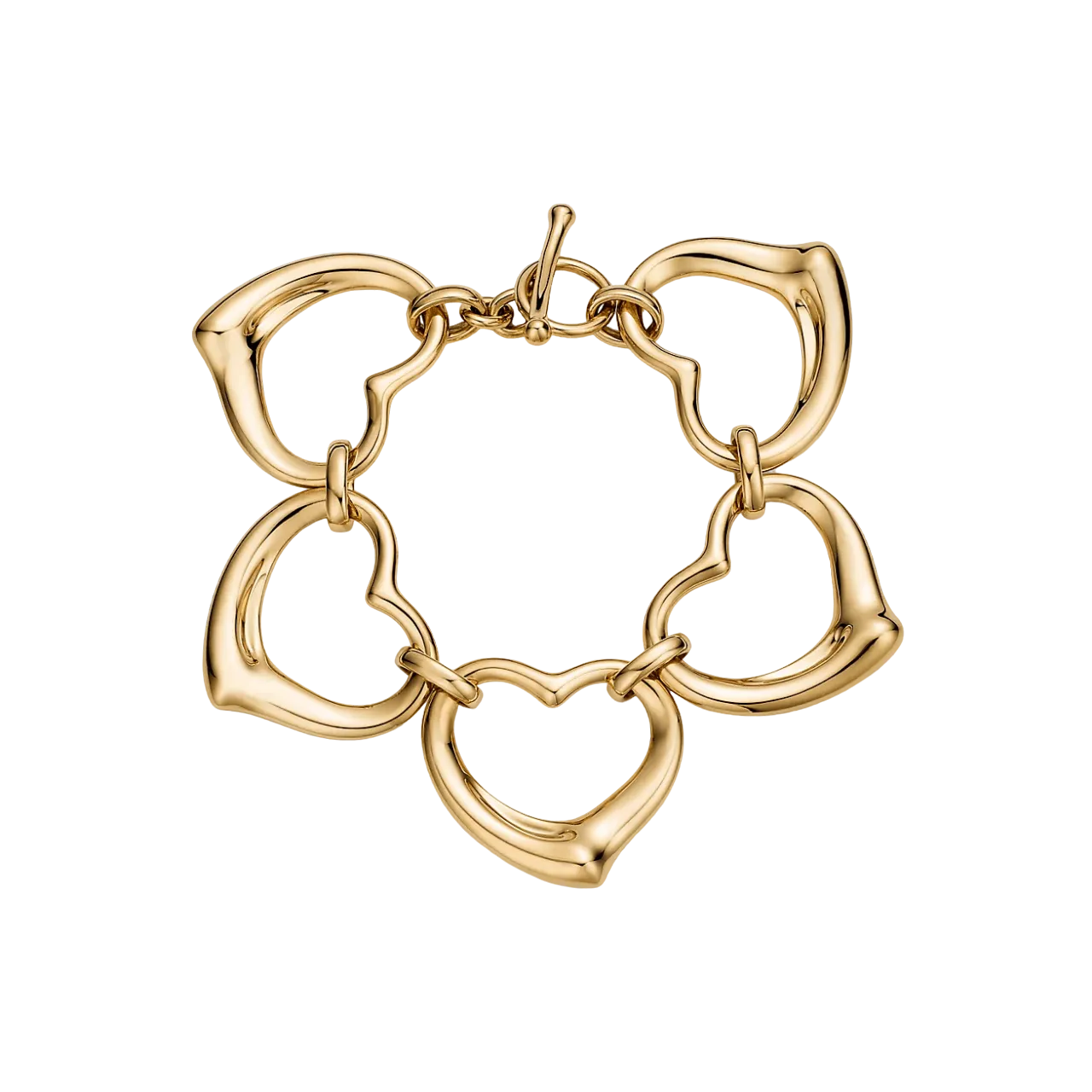 Open Heart Bracelet in Yellow Gold